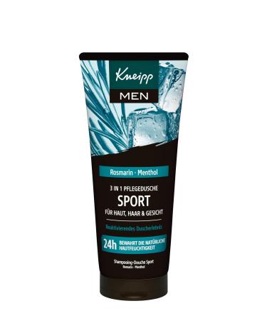 Kneipp MEN 3in1 caring shower gel sport for skin hair and face with essential rosemary oil and natural menthol 200 ml