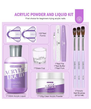 SAVILAND 9 OZ Acrylic Nail Kit - Clear Acrylic Powder & Liquid Complete Manicure Set for Starters DIY Home Salon Essentials - Buy Online on GoSupps.com