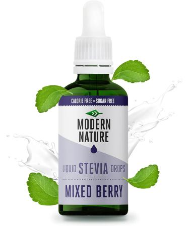 Modern Nature Mixed Berry Flavour Drops - Liquid Stevia Drops Sweetner - Zero Calorie Sugar Free Squash Alternative Water Flavouring Drops Protein Powder Yoghurt Tea Vegan Keto Sweetener 50ml - Buy Online on GoSupps.com