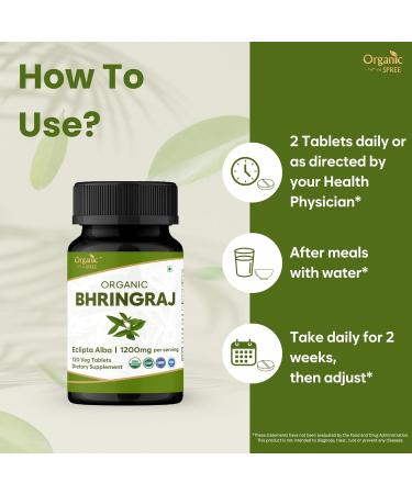 ORGANIC SPREE Bhringraj 120 Tablets | Eclipta Alba (Bhringraj) | USDA Organic Certified | Ayurvedic Hair Care* | Organic and Natural 120tab - Pack of 2 - Buy Online on GoSupps.com