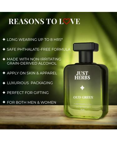 Ju.st He.rbs Intense Oud Green EDP Perfume Spray for Men Long Lasting Fragrance - 50 ml - Buy Online on GoSupps.com