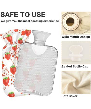 Naanle Valentine's Day Heart Strawberry Heat Bottle | 1L Transparent Warm Water Bottle for Bed | Hand & Foot Pain Relief & Cold Therapy - Buy Online on GoSupps.com
