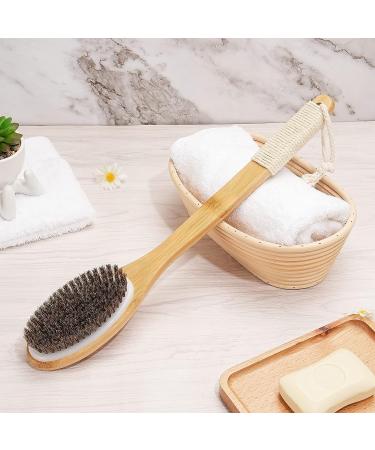Long Handle Exfoliating Back Scrubber with Natural Bristles - 16.7 Inches Bamboo Body Brush for Wet/Dry Brushing - Back Washer Bath Tool for Men & Women - Buy Online on GoSupps.com