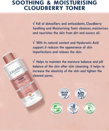 Celenes by Sweden Cloudberry Glycolic Acid Toner 200 mL Hydrating Toner & Vitamin C Niacinamide Toner - Soothing & Brightening Toner - Face Toner for Sensitive Skin & Dry Skin Paraben/Alcohol Free Dry & Sensitive Skin - Buy Online on GoSupps.com