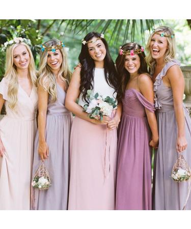 Buy Candygirl 12-Piece Multi-Colored Flower Headbands | Bohemian Wedding Crowns for Women & Girls - Perfect for Beach Parties & Events - Buy Online on GoSupps.com