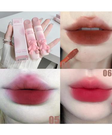 Sitovely 3PCS Cute Bear Matte Lipstick Set Velvet Lipgloss Matte Lipstick Moisturizing Velvet Lip Gloss Long Lasting Pink Color Lip Glaze (B) - Buy Online on GoSupps.com
