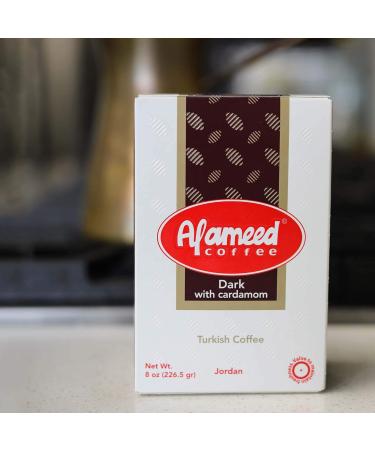 Al Ameed Gourmet Turkish Ground Coffee Dark Roast With Cardamom 100% Authentic Arabica Fresh & Finely Ground 8oz - Buy Online on GoSupps.com