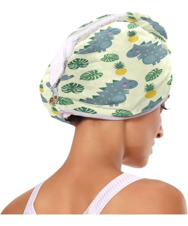 Dinosaur Cartoon Dry Hair Cap Set - 2 Piece Quick Drying Towel & Button Headband | Super Absorbent & Soft Comfort - Perfect for Kids & Adults - Buy Online on GoSupps.com