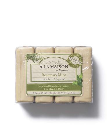 A La Maison Rosemary Mint Bar Soap 3.5 oz - Pack of 12 | Triple French Milled All Natural Soap for Men and Women | Moisturizing Face and Body Soap - Pack of 3 - Buy Online on GoSupps.com