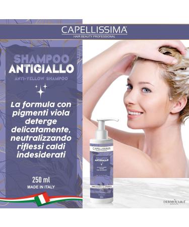 DERMOCURA Capellissima Professional antigel set effective antiyellow shampoo 250 ml and antiyellow mask 250 ml removes yellow and restores a natural effect for white or treated hair - Buy Online on GoSupps.com