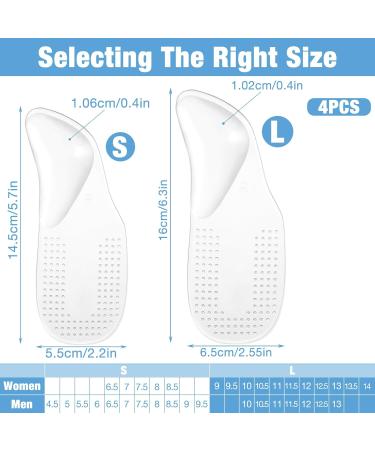 2 Pairs Gel Arch Support Cushions for Men & Women - Reusable Adhesive Inserts for Flat Feet Pain Relief - Clear Foot Pads (5.7x2.2 Inch Size S - Buy Online on GoSupps.com