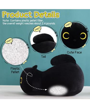 Yamepuia Black Cat Plush 47CM | Soft Weighted Stuffed Animal Toy for Boys Girls | 1000g Plush Cat Doll Pillow - Buy Online on GoSupps.com
