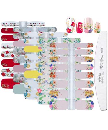 WOKOTO 5 Sheets Nail Art Wraps Polish Stickers Tips With 1Pc Nail File Flower Leaf Adhesive Nail Decals Strips Set Manicure Accessories KIT2 - Buy Online on GoSupps.com