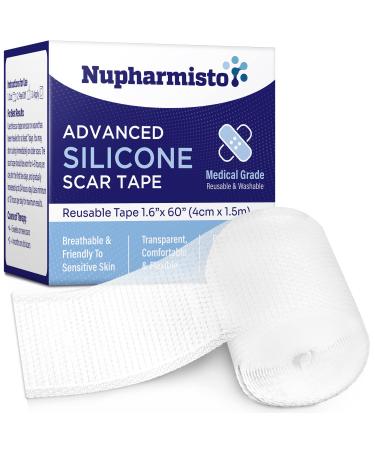 Advanced Silicone Scar Sheets Medical Grade Gel Tape Roll for Scar Removal Treatment - Transparent, Comfortable, Painless, & Easy to Use - Applied on New and Old Scars (1.6inch x 60inch Roll)