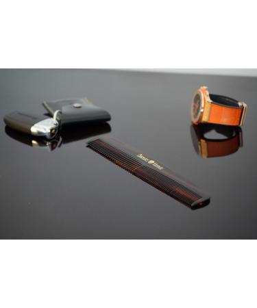 Barbers Vintage Classic Hair Comb for Men - Tortoise Shell Finish | Handmade Fine & Coarse-Tooth Grooming Comb (18cm) - Buy Online on GoSupps.com