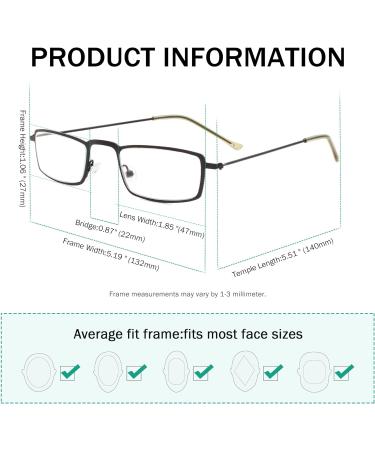 Eyekepper 5-Pack Stainless Steel Half-Eye Reading Glasses +1.75 - Stylish Durable Readers for All | International Shipping Available - Buy Online on GoSupps.com