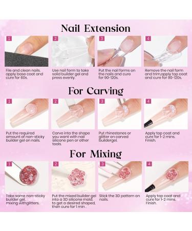  MIZHSE MIZHSE 2-Pack of 3D Clear and Pearly White Gel for Nail Art Strong Builder Gel Nail Glue for Tips and Extensions 15g - Buy Online on GoSupps.com