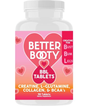 Angry Supplements Better Booty Women's Creatine Combo: BBL Tablets (90ct) w. Creatine Glutamine BCAA's Collagen + Glute Scoop Creatine & Glutamine Unflavored Drink Mix - Buy Online on GoSupps.com