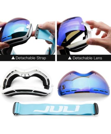 Juli Ski Goggles - Winter Snow Sports Snowboard Goggles, Anti-Fog Lens, BNC White/Blue - Buy Online on GoSupps.com