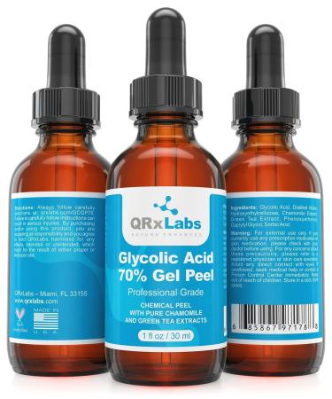 Glycolic Acid 70% Gel Peel with Chamomile & Green Tea Extracts - Professional Grade for Acne Scars, Collagen Boost, Wrinkles - 1 fl oz - Buy Online on GoSupps.com