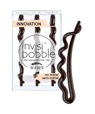 Invisibobble Waver Plus Haarklammer Pretty Dark I 3x Hairyard Brown Girls & Women I Hair Countains Large Stark I Designed in Heart Munich