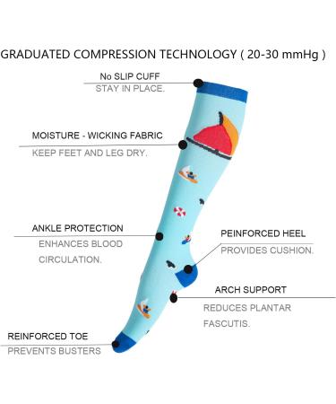 Leostep Compression Stockings for Women & Men - 20-30 mmHg Support Socks (7 Pairs) Ideal for Pregnancy Nurses Travel & Running - L-XL Underwater World - Buy Online on GoSupps.com