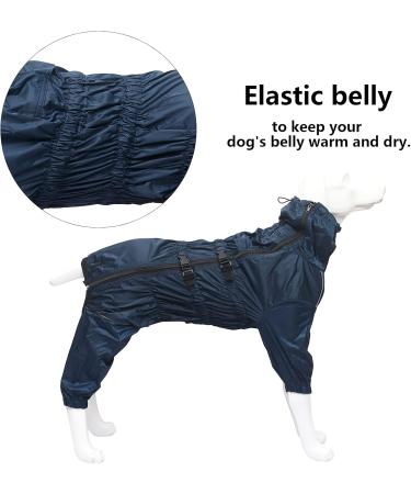 Geyecete Waterproof Rain Coat for Dogs - Reflective Full Wrap Jacket with Dishes Hole for Large Medium & Small Dogs - Navy Blue - Buy Online on GoSupps.com