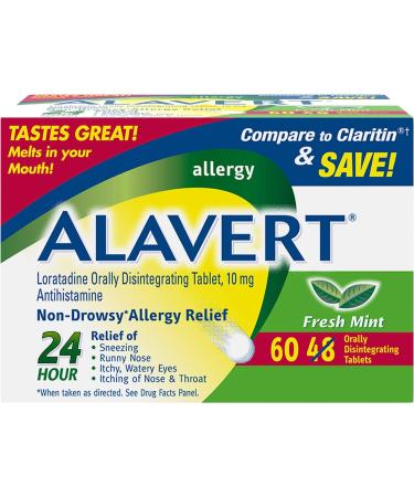 Alavert 24 Hour Orally Disintegrating Tablets Fresh Mint 60 Tablets (Pack of 4)