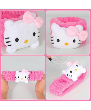 Cute Cartoon Spa Headband and Wristbands Set for Girls and Women - Pink Makeup Headband Set for Bath, Shower, and Beauty - Buy Online on GoSupps.com