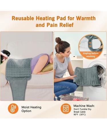 Heating Pad for Back Pain and Cramps Relief - Large Menstrual Heating Pad with 4 Timer Auto Shut Off & 6 Heat Setting Electric Heat Pad - Dry & Moist Therapy - 12x24+20 - Buy Online on GoSupps.com