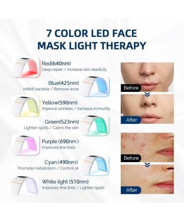 foreverLily 7 Color LED Face Light Therapy Mask PDT Portable Photon Therapy Mask Skin Rejuvenation LED Mask Skin Tightening Facial Mask for Blackhead Spot Redness Wrinkle Anti-aging - Buy Online on GoSupps.com