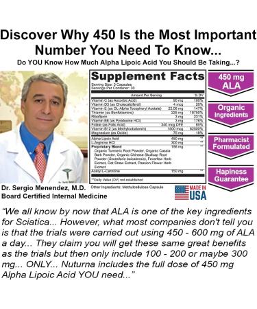 Sciatica Relief Blend with Alpha Lipoic Acid - Natural Vitamins for Lower Lumbar, Back, Hip, Thigh, Leg, Foot - 90 Capsules - Buy Online on GoSupps.com