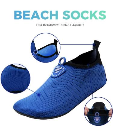 AUXDIQ Swimming Shoes for Men & Women | Aqua Surf Water Shoes Quick Drying Barefoot Beach Shoes - EU Size 41/42 - Blue - Buy Online on GoSupps.com
