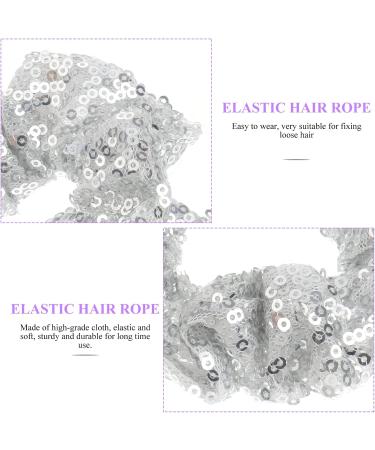 Lurrose 2-Piece Silver Sparkling Sequin Hair Ties for Girls | Hair Tendrils Holders & Rubber Bands - Buy Online on GoSupps.com