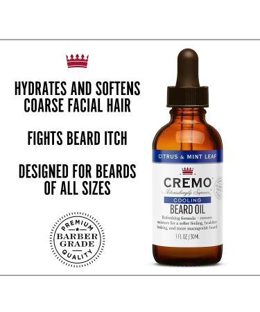 Cremo Beard Oil - Cooling Citrus & Mint Leaf 1 fl oz | Hydrate and Soothe Beard Itch - Buy Online on GoSupps.com