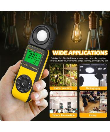 Handheld Light Meter with 1-400,000 Lux/FC Range and 270 Rotatable Detector - Ideal for Industrial, Household, Plants, Photography - Calibration Certificate Included - RQ-881D - Buy Online on GoSupps.com