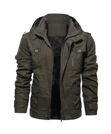 Hanxiulin fleece jacket plush jacket cuddly jacket male jacket men on both sides transition jacket breathable bladder fleece jacket hooded tops winter coat plush jacket green xxl