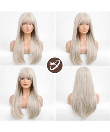 HAIRCUBE Long Grey Wigs for Women - Stylish Straight Wig with Highlights for Daily Wear - Buy Online on GoSupps.com
