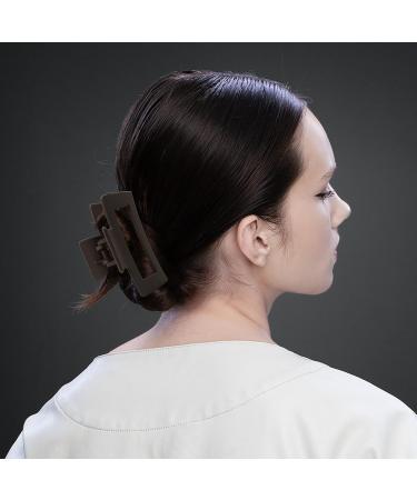 YEEPSYS Hair Claw Clips for Women and Girls - Strong Hold Hair Accessories (Pack of 2) - 3.5 inch Matte Black+ Dark Brown - Buy Online on GoSupps.com