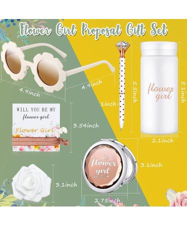 8 Pcs Flower Girl Proposal Gift Set - Water Bottle, Mirror, Diamond Pen, Hair Tie, Rose Head for Wedding/ Bride Shower - Buy Online on GoSupps.com