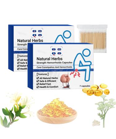 Heca Natural Herbal Strength Hemorrhoid Capsules Natural Hemorrhoid Relief Capsules Hemorrhoid Capsules 7pc/Box (2PCS)