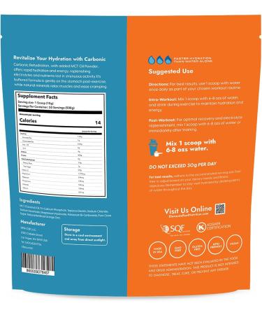 Buy Carbonic Orange Zest Hydration & MCT Oil Powder - Advanced Electrolyte & MCT Formula for Enhanced Hydration Energy & Recovery - 50 Servings - Buy Online on GoSupps.com
