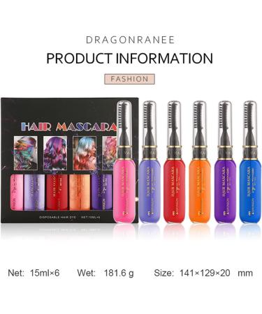 RoseFlower 6 Colours Hair Chalk Combs - Washable Temporary Hair Dye for Kids, Boys, Girls, Women - Pink, Purple, Blue, Orange - Carnival, Birthday, Cosplay, Halloween, Xmas - Buy Online on GoSupps.com