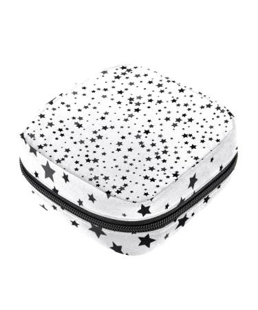 Menstruation pad bag with zipper women's napkin bag tampons collective bags for women and girls (black star pattern) Color 6