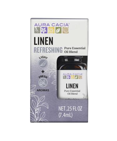 Aura Cacia Linen Essential Oil Blend Boxed 0.25 fl. oz. - Light Aroma No Synthetic Fragrances