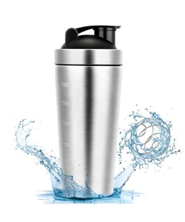Laoonl stainless steel protein Shaker 750ml Classic Loop Shaker with blender ball BPA free protein shaker stainless steel for running fitness yoga and other sports etc.