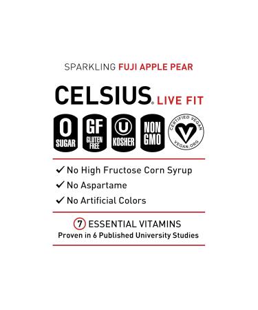 CELSIUS Live Fit Energy Drink  - Sparkling Fuji Apple Pear- Pack Of 12 - Buy Online on GoSupps.com