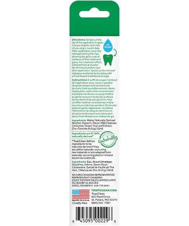 Tropiclean Fresh Breath by - Oral Care Gel for Dogs - Clean Teeth No Brushing - Helps Remove Plaque & Tartar - Berry Fresh - 59 ml 59 ml (Pack of 1) Berry Fresh - Buy Online on GoSupps.com