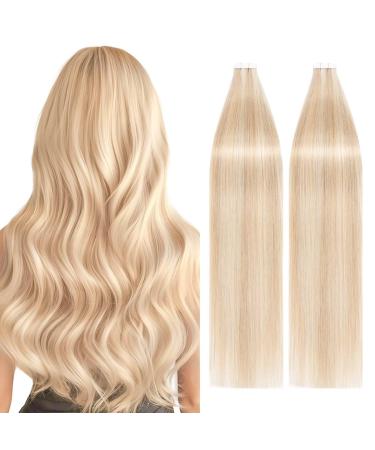 Tess Tape Extensions Real Hair Blond 40 pieces 45 cm Hair extensions Remy Human Hair cheap 100 g tape in extensions real hair (#018/613 Hellgoldblond/Blond 40 Pack) 45 cm gold blonde/blond balayage