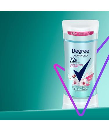 Degree Advanced Antiperspirant Deodorant 72-Hour Protection White Flowers & Lychee 2.6 oz - Women's Antiperspirant with MotionSense Technology - Buy Online on GoSupps.com